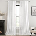 Extra Long White Curtain 120 inches Long 2 Panels Set Back Tab Light Filtering by Jolilight