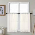 Gwine Ivory Sheer Kitchen Curtains 36 Inch Length, Light Filtering Voile Soft by Gwine