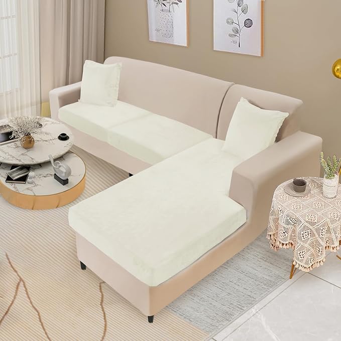 NAISI Sectional Couch Cover 3 Pieces Velvet Separate Couch Cushion Covers L - Image 2