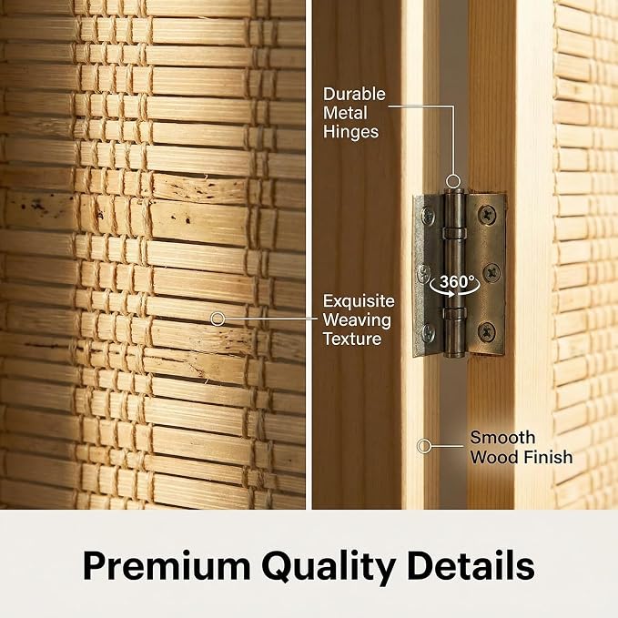 Bluecat 4 Panel Bamboo Room Divider - Image 3