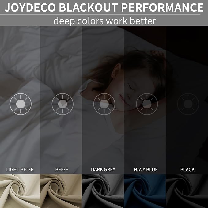 Joydeco Blackout Curtains 95 Inch Length 2 Panels Set, Thermal Insulated Long - Image 2