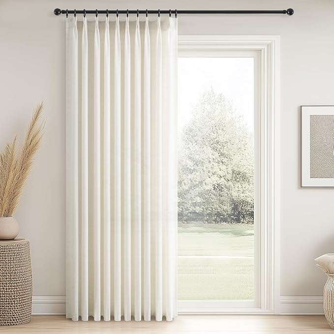 Topfinel 102 Inch Curtains 1 Panels Set, Two Packs Pinch Pleat Back Tab Linen by Topfinel