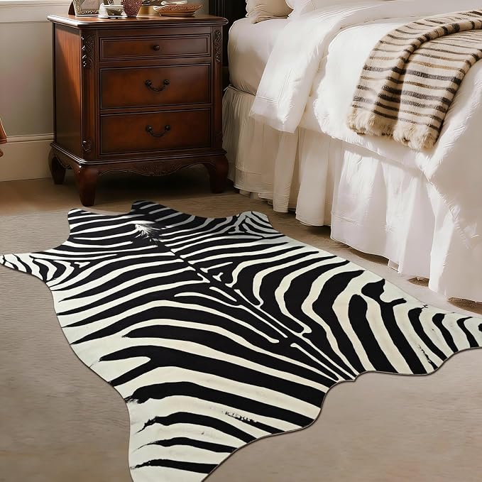 BENRON Premium Zebra Rugs for Living Room Bedroom, Non-Slip Throw Rug for Home by BENRON