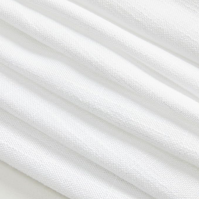 MYSKY HOME White Curtains 84 Inch Length 2 Panels Set, Semi Sheer Cotton Blend - Image 6