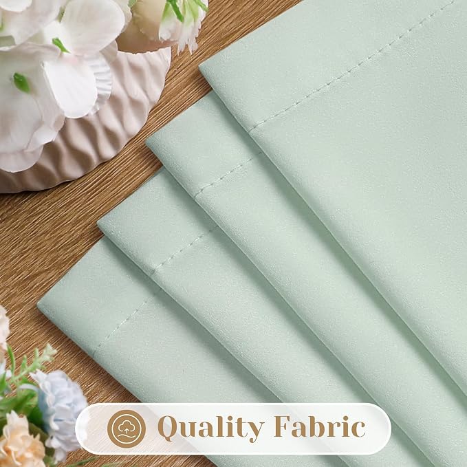 HOMEIDEAS Non-See-Through Sage Green Privacy Sheer Curtains, 52 X 63 Inches - Image 4