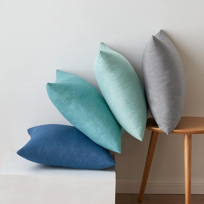 MIULEE Pack of 4 Decorative Outdoor Throw Pillow Covers Linen Waterproof Pillow - Image 6