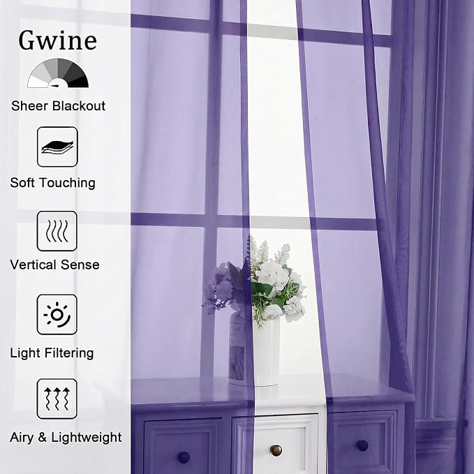 Gwine Short Kitchen Sheer Curtains 24 Inch Length - Image 4