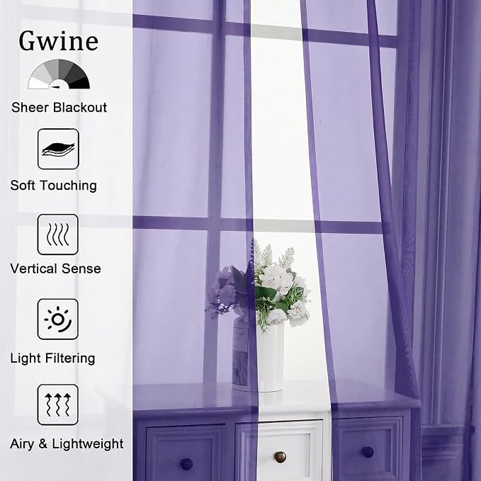 Gwine Short Kitchen Sheer Curtains 36 Inch Length - Image 4