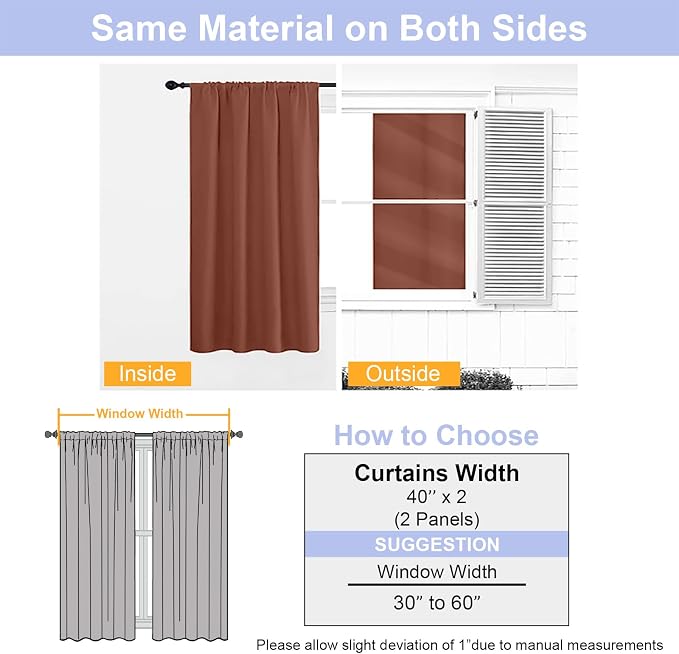 Simplebrand Ava Terracotta Short Blackout Curtains - Image 8