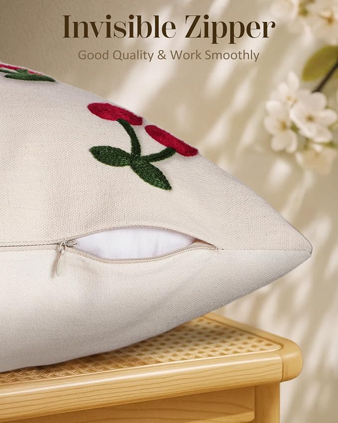 Embroidered Throw Pillow Cover 18x18 Inch - Image 3