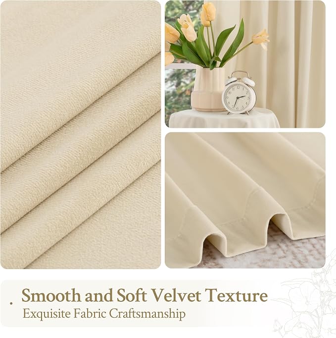 LAMIT Beige Velvet Panels for Living Room 84 Inches Long, Elegant Thermal - Image 7