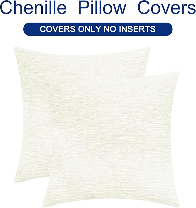 CaliTime Throw Pillow Covers Decorative 26 X 26 Inches Pack of 2 Cozy Chenille - Image 6