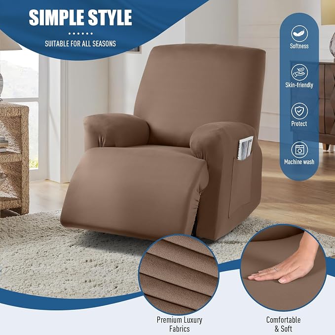 TAOCOCO Stretch Recliner Chair Covers 3-Pieces Solid Furniture Covers Recliner - Image 3