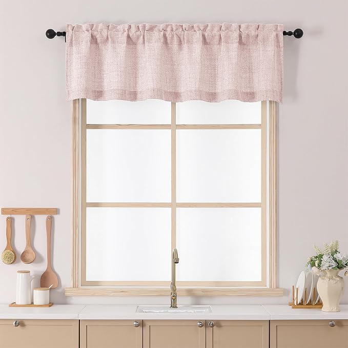 Chyhomenyc Blush Pink Valance for Windows, Light Filtering Textured Small by Chyhomenyc