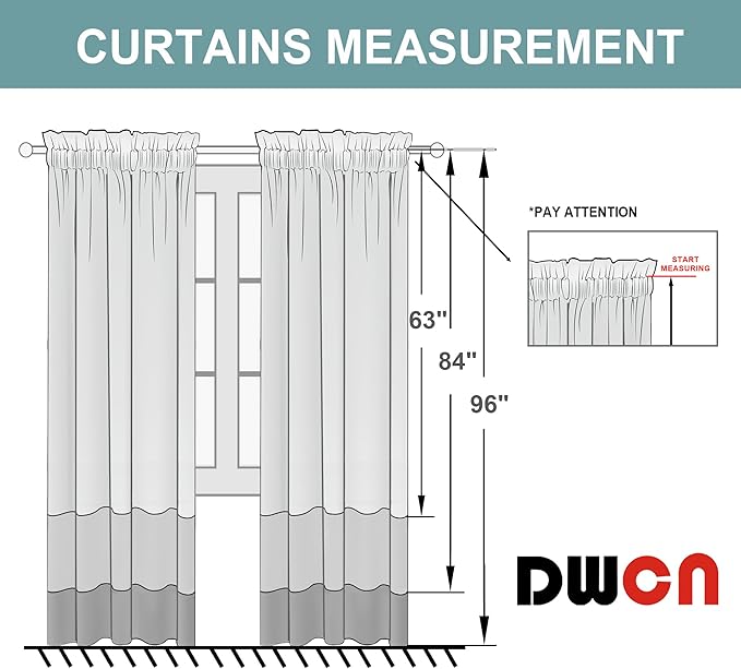 DWCN Sheer Curtains 54 inch Length 2 Panels Set, W52 x L54 - Image 8