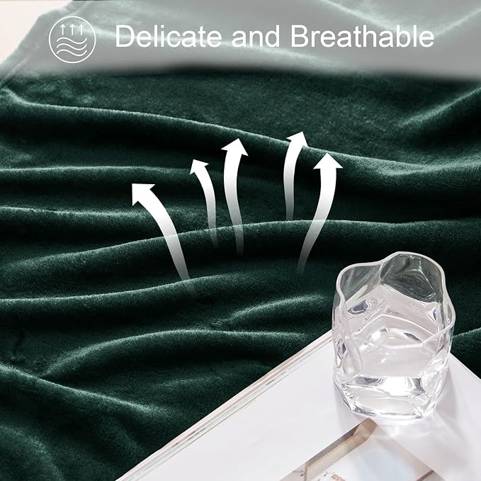 Exclusivo Mezcla Fleece Forest Green Throw Blanket - Image 6
