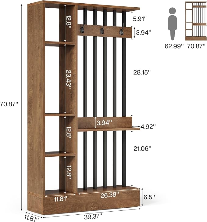 Tribesigns Wall Room Divider, Wood Freestanding Room Divider Bookcase - Image 7