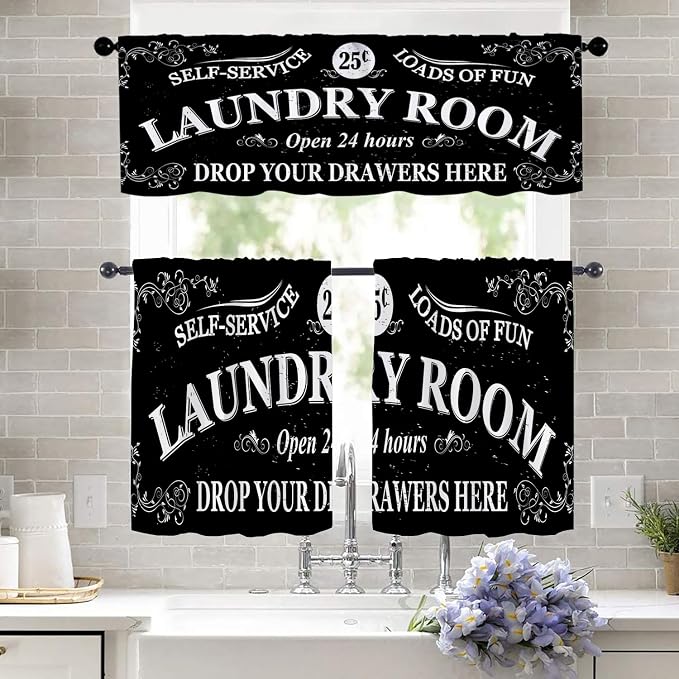 Black Kitchen Curtains Laundry Room Design - Image 3