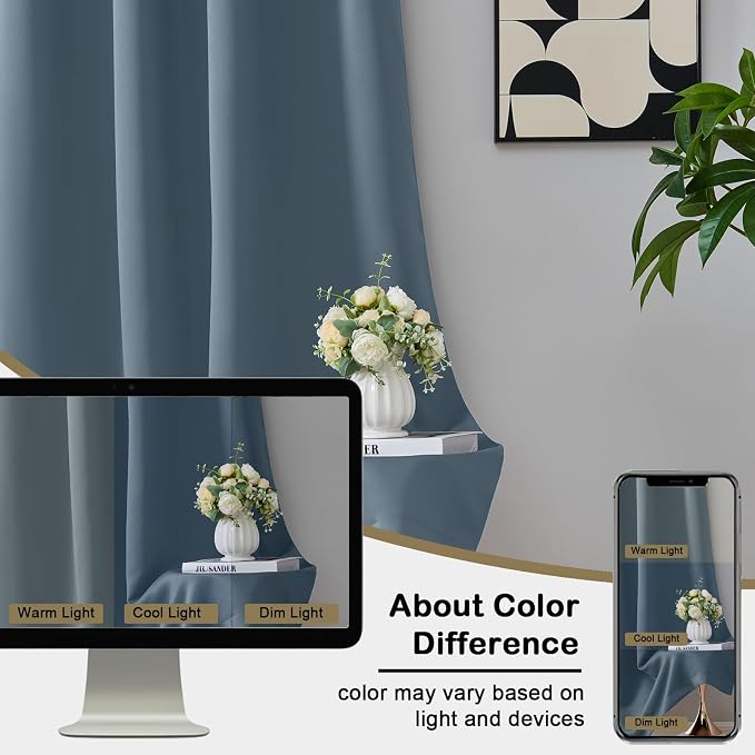 OVZME Stone Blue Blackout Curtains - Image 7
