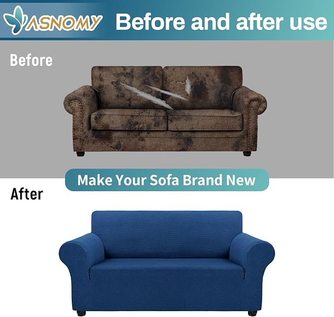 Asnomy Sofa Covers for 2 Cushion Couch Stretch loveseat Covers Slipcovers - Image 7