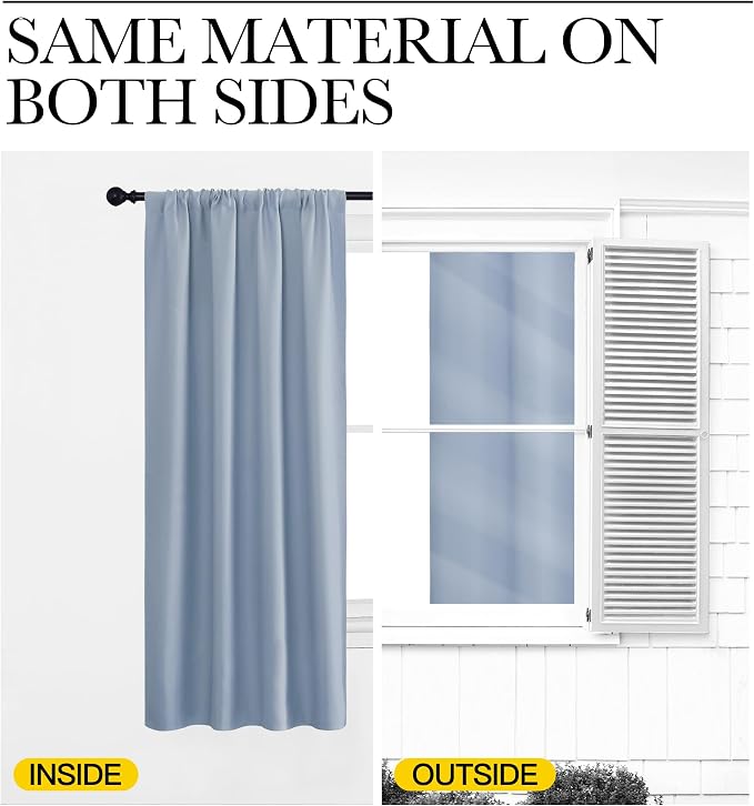 NICETOWN Living Room Curtains, Vintage Blue, 1 Pair, 70 x 84-inch, Home - Image 5