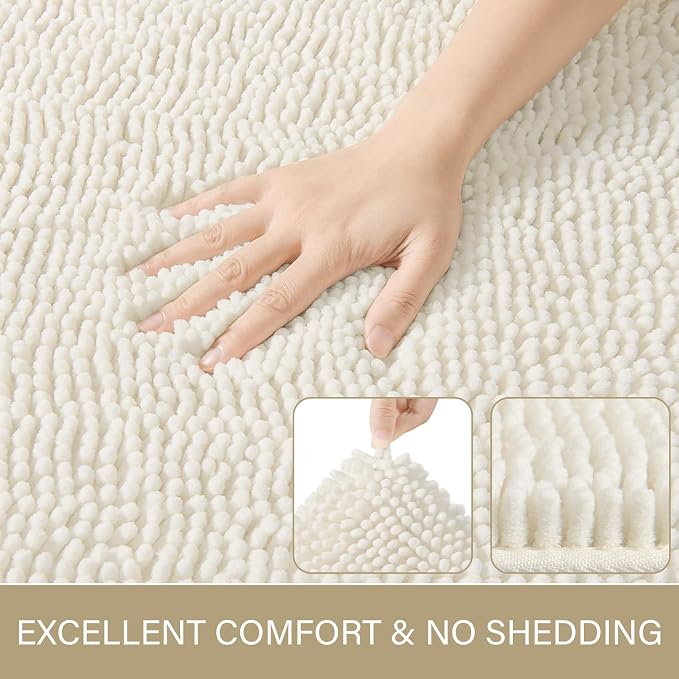 LOCHAS Luxury Bathroom Rug Shaggy Bath Mat 24 x 48 Inch, Washable Non Slip Bath - Image 3