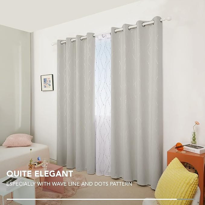 Deconovo Room Darkening Curtains, Farmhouse Boho Beige Curtain, Thermal - Image 8