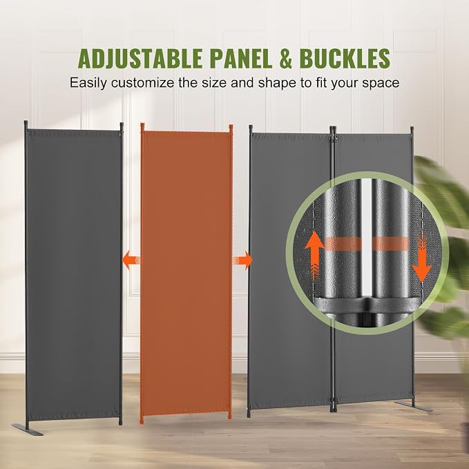 VEVOR Room Divider, 4 Panel Room Dividers and Folding Privacy Screens, Fabric - Image 4