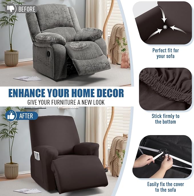 TAOCOCO Stretch Recliner Couch Covers 3-Pieces Style Recliner Chair Covers - Image 6