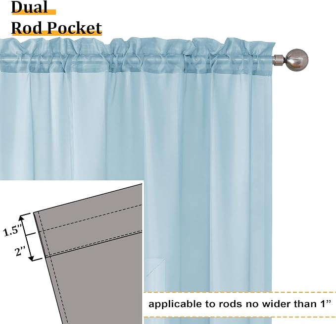 Aiyufeng 2 Pack: Basic Sky Blue Sheer Curtain Drapes 72 Inch Length 2 Panels - Image 4