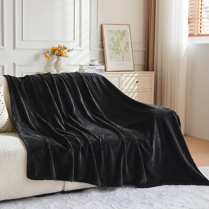 NEWCOSPLAY Super Soft Twin Blanket Black Premium Silky Flannel Fleece Leaves - Image 8