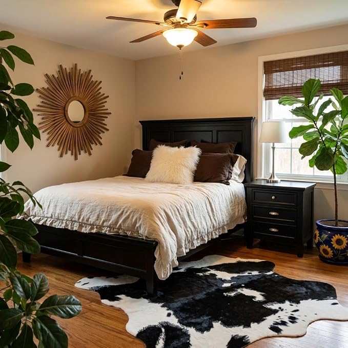 MustMat Cute Cow Print Rug Black and White Faux Cowhide Rugs Animal Printed by MustMat