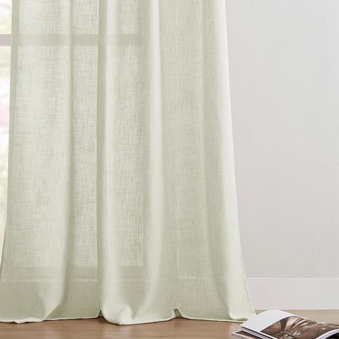 Joydeco Linen Curtains 96 Inch Length 2 Panel Sets, Light Filtering Curtains - Image 7