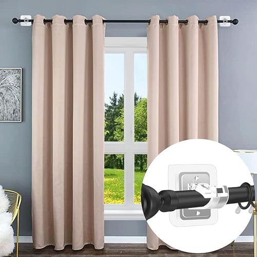 10PCS Curtain Rods No Drilling, Bracket No Drill Curtain Rod Brackets Self - Image 2