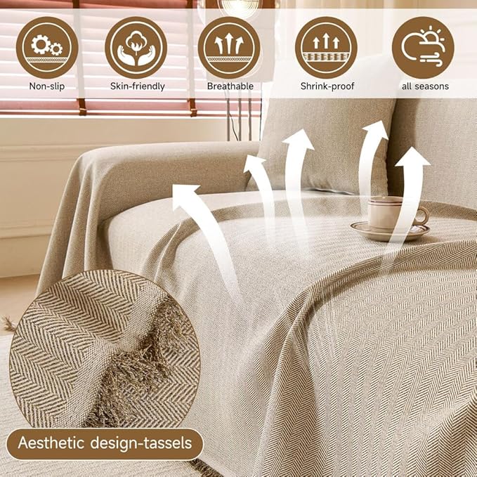 ROOMLIFE Boho Khaki Couch Covers - Image 2