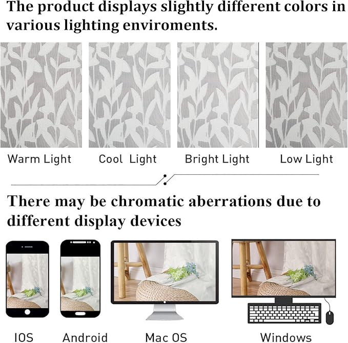 Lecloud Leia Ivory Sheer Curtains 90 Inches Long 2 Panels, Airy Voile Jacquard - Image 5