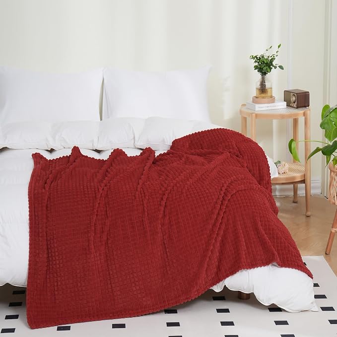 Red Throw Blanket 50"×70" Decorations Fleece Super Soft Plush Fuzzy Cozy Blanket - Image 2