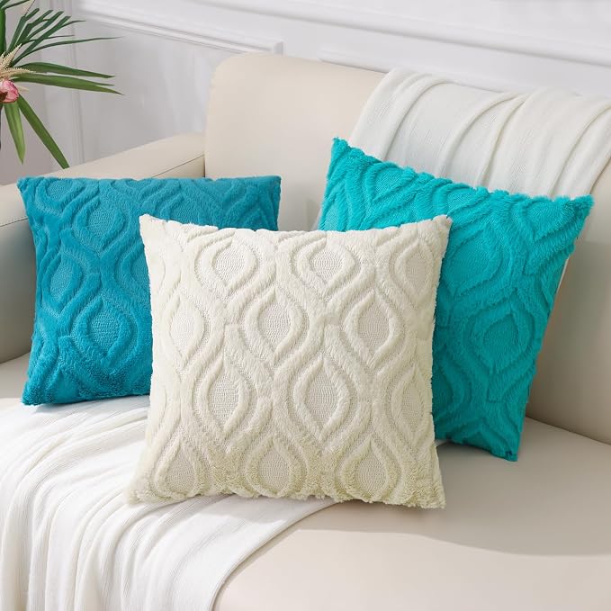 decorUhome Summer Throw Pillow Covers 20x20 Inch Set of 2, Soft Plush Faux Wool - Image 8