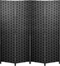 FDW Room Divider 6FT Wall Divider Wood Screen 4 Panels Wood Mesh Hand-Woven by FDW