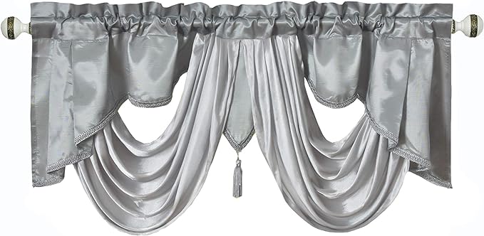 GOHD Valarie Fancy Window Valance. 54 x 18. Taffeta Fabric by GOHDGoldenOceanHomeDecor