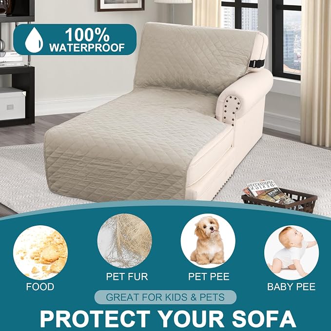 Turquoize 100% Waterproof Sofa Covers Chaise Lounge L Shape Sofa Protector Slip - Image 2