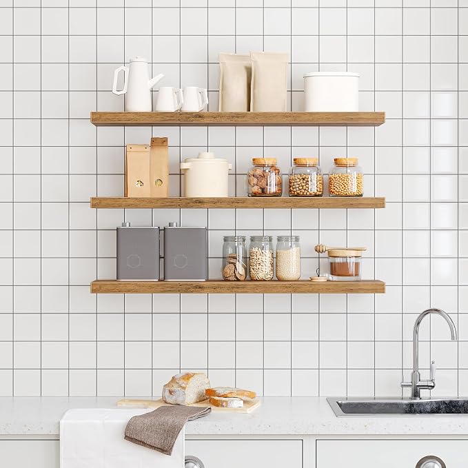 RALGEND Floating Shelves for Wall, 1.5" Thick Wall Shelf Set of 3 - Image 7