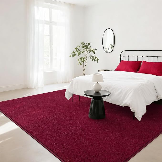 Soft Rugs for Living Room 4x6 Wine Red, Minimalist Area Rug for Bedroom Nursery - Image 5