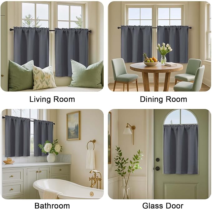 OVZME Charcoal Grey Blackout Curtains - Image 9