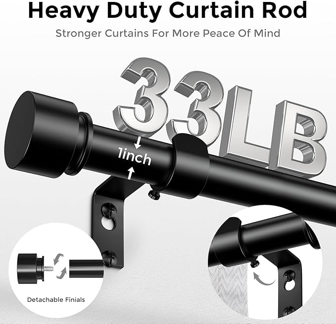 Curtain Rods for Windows 48 to 84 Inch, Decorative Adjustable Heavy Duty Easy - Image 3