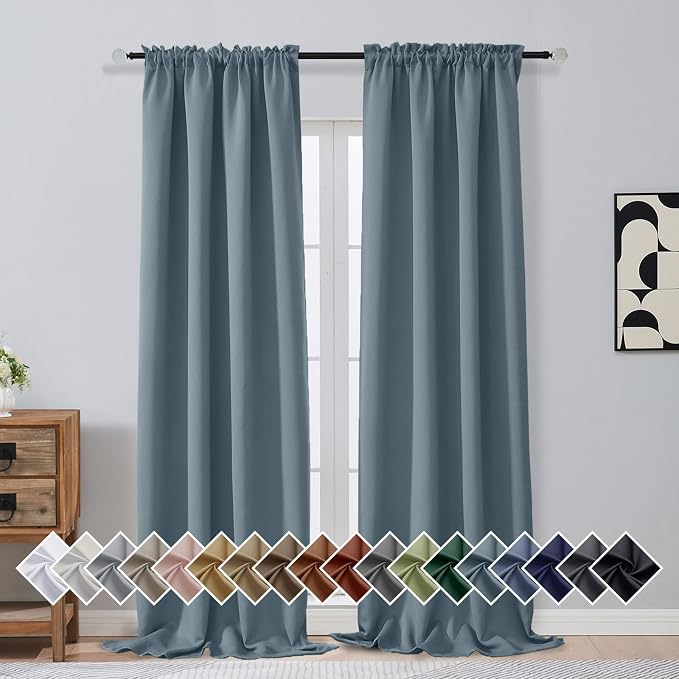 OVZME Stone Blue Blackout Curtains by OVZME
