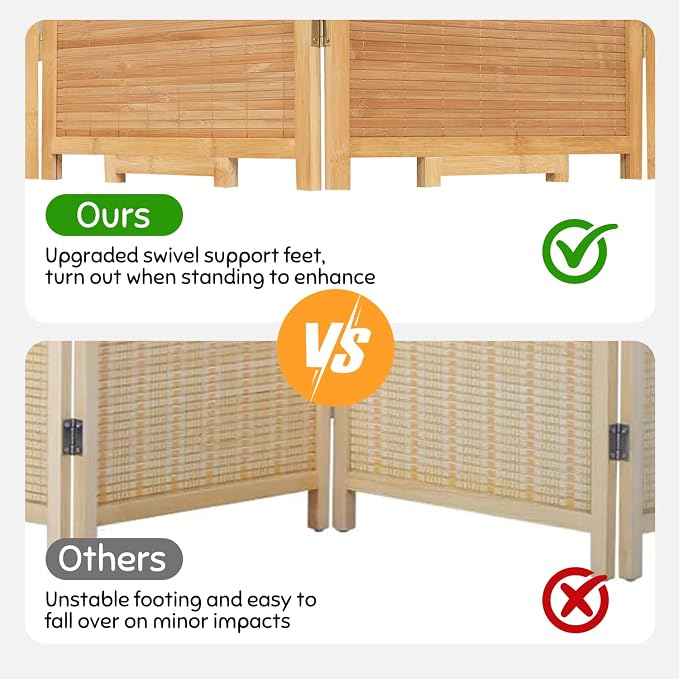 Bamboo Room Divider Folding Privacy Screens, Wall Divider - Image 2