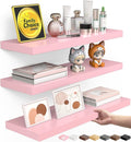 BAYKA Pink Floating Shelves for Wall – 15.7in Wood Wall Shelves for Bathroom by Bayka