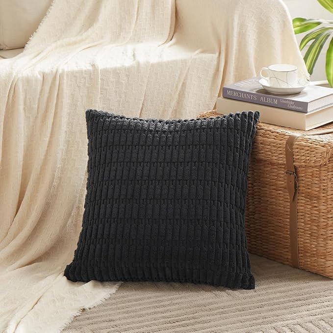 Fancy Homi 4 Packs Boho Black Decorative Throw Pillow Covers 18x18 Inch - Image 2