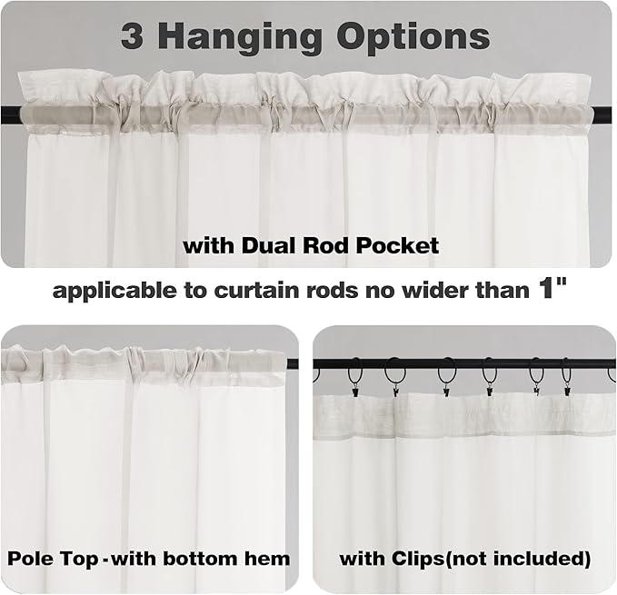 Chyhomenyc Sheer Curtains 72 Inch Length 2 Panels, Short Window Curtain Drapes - Image 2